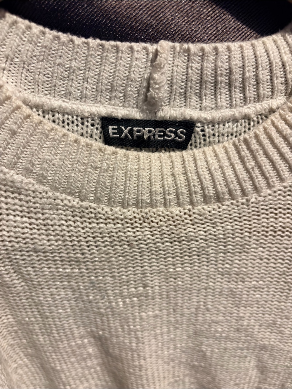 Express Cream Cold-Shoulder Ribbed Knit Top - Picture 4 of 9